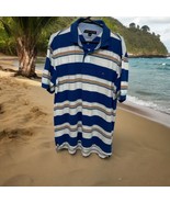 Tommy Hilfiger Polo Shirt Men Size L Striped Blue White Orange Collared ... - $569.66 MXN