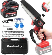 Mini Chainsaw 6-Inch Battery Powered - GardenJoy Cordless Power Handheld - £21.78 GBP