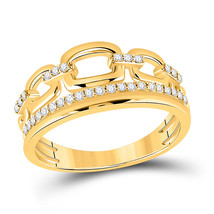 14kt Yellow Gold Womens Round Diamond Chain Link Fashion Ring 1/4 Cttw - £544.49 GBP