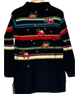 Susan Bristol Christmas Sweater Size Small Black Trucks Mock Neck Stripe... - £13.96 GBP