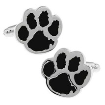 Paw Print Cufflinks Dog Tiger Bear Cub Black Enamel Vet Animal Lover W Gift Bag - £9.40 GBP