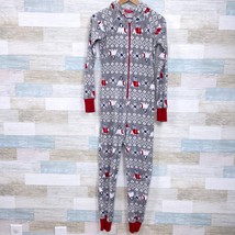 Macys Family PJs Polar Bear Fair Isle Fleece Union Suit Gray Hooded Wome... - £23.39 GBP