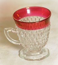 Indiana Glass Footed Cup Red Diamond Point - $16.82