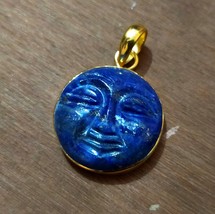 Handmade, Lapis Lazuli Pendant, Gold Plated, Handmade Pendant, Carved, Gift Pend - £18.87 GBP