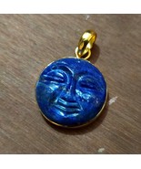 Handmade, Lapis Lazuli Pendant, Gold Plated, Handmade Pendant, Carved, G... - $456.94 MXN