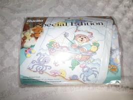 Sealed Bucilla Special Ed. Sailor Bear Stamped Cross Stitch Crib COVER-30&quot; X 43&quot; - £23.53 GBP