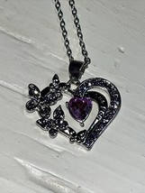 Purple I Love You Heart Butterfly Necklace Girlfriend, Mother, Grandmother Gift - £11.86 GBP