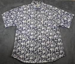 Columbia Men&#39;s Fish Print Short Sleeve Button Front Outdoor Shirt Size L... - £10.96 GBP