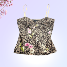 Express Design Studio Womens Silk stretch floral leopard print cami, size Large - £25.06 GBP