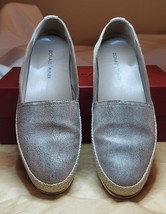Donald Pliner Women&#39;s Flat Espadrille Loafers Shoes Sz 6.5 Leather Pewte... - $26.00