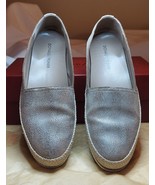 Donald Pliner Women&#39;s Flat Espadrille Loafers Shoes Sz 6.5 Leather Pewte... - €22,57 EUR