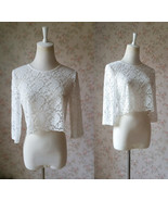 White 3-Quarters Sleeve Lace Top Plus Size Wedding Bridesmaid Lace Top - £31.96 GBP