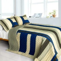 [Road to Dream] 3PC Vermicelli-Quilted Patchwork Quilt Set (Full/Queen S... - £75.58 GBP