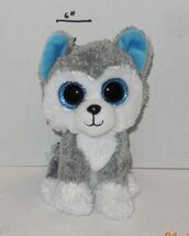 Ty Silk SLUSH Dog 6" Beanie Babies baby plush toy Gray White - $5.91