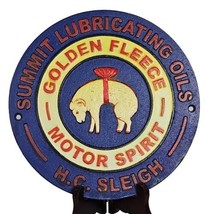 Summit Lubricating Oils Golden Fleece Motor Spirit Cast Iron Dealer Plaque 9&quot; - £46.92 GBP