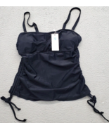 Beachsissi Tankini Top Women Small Black Adjustable Strap Side Ruched Dr... - $28.01 CAD