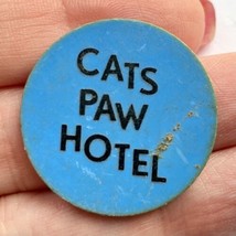 Vintage Cats Paw Hotel Good for One Mixed Drink Blue Token 1.2” - $5.99