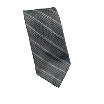Stafford Mens Tie Grey Silver Stripe Metallic - $8.14