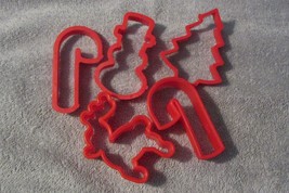 cookie cutters, 5 Christmas, red, 3-3.5&quot; tal  - $1.98