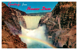 Greeting From Hoover Dam Rainbow Clark County, Nevada Chrome Postcard Unposted - £3.84 GBP