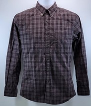 MS) Men&#39;s Uniqlo Black Gray Plaid Button Up Casual Long Sleeve Shirt XS - £19.34 GBP