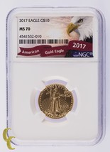 2017 American Gold Eagle 1/4 Oncia Valutata Da NGC Come MS-70 - $1,306.28