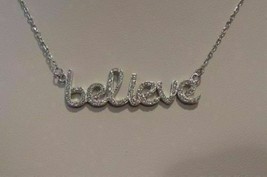 Believe Necklace Pendent 1.25 CT Diamonds 14K White Gold Plated 18 Inch D VVS1 - £116.24 GBP