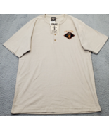 EMI Arizona Henley Shirt Mens XL Brown Solid Cotton Short Sleeve Crest Logo - $24.47