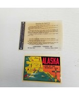 Vintage Alaska Land of the Midnight Sun Decal, 3&quot; × 4&quot;, Colorful Map, NOS - £7.74 GBP
