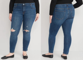 Old Navy Women&#39;s Mid Rise Rockstar Super Skinny Jeans Ripped Dark Wash 2... - $21.99