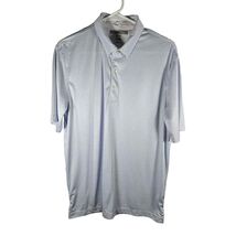 Greg Norman Men's Short Sleeve Polo Golf Shirt Blue Geo Print Size Medium - $19.38