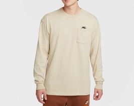 Nike Sportswear Tan Premium Long Sleeve Pocket Shirt DR7929 Size Large Brand New - £38.50 GBP