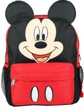 Mickey Mouse Ears Face Square 12&quot; inches backpack Red- Black -Disney Lic... - £21.70 GBP
