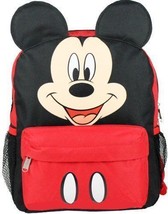 Mickey Mouse Ears Face Square 12&quot; inches backpack Red- Black -Disney Lic... - $26.99