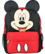 Mickey Mouse Ears Face Square 12&quot; inches backpack Red- Black -Disney Lic... - £21.67 GBP