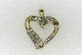 DIAMOND HEART PENDANT REAL SOLID 10 k GOLD 2.7 g - £293.08 GBP