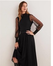 Boden Womens Tulle Spots Sleeve Midi Dress Black Size 8R - £40.84 GBP