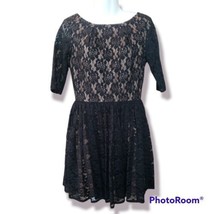 Rachel Zoe Black Lace Belted Mini Dress Quarter Sleeve Cocktail Sz 8 - £39.46 GBP