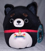 Squishmallows BAMBZ the Black Puppy Dog with a collar and nametag 7.5&quot; NWT - £10.94 GBP