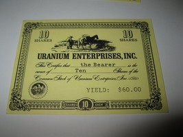 1964 Stocks & Bonds 3M Bookshelf Board Game Piece: Uranium enterprises 10 Shares - $1.00