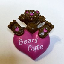 Beary Cute Teddy Bear Valentine Love Sweet Heart Lapel Pin Brooch Plastic - £6.38 GBP