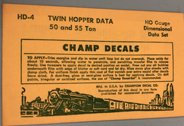 Vintage HD 4 Twin Hopper Data 50 &amp; 55 Ton Model Train Decals - $7.91