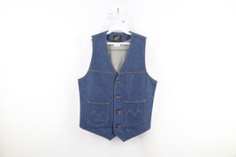 Vtg 60s Streetwear Mens Medium Distressed Sanforized 14 oz Denim Jean Vest USA - £46.67 GBP