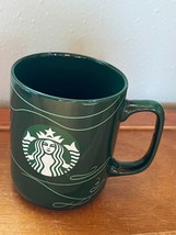 Gently Used Large Green Swirl w Starbucks Logo Ceramic Coffee Cup Mug  – 4.25 in - £8.88 GBP