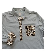 Chico&#39;s Top Women&#39;s Size Large blue Striped Pullover Animal Print Trim C... - €11,88 EUR