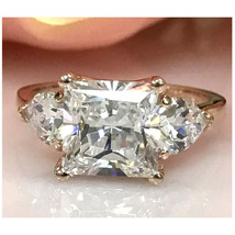 4.30Ct Princess 3-stone Simulated Diamond 925 Sterling Silver Engagement Ring - £85.57 GBP