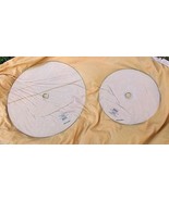 ~~ Set of 2 Clear Round Tempered Glass ~~ Holes In middles w/ metal Inse... - £6.28 GBP