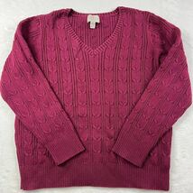 St John&#39;s Bay XL Pullover Sweater V-Neck Red Women Cotton - $17.98 CAD