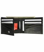Black Leather Wallet BIFOLD Credit Card Holder ID Window Zippered Pocket... - $273.16 MXN