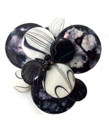 Floral Zebra Inspired Hand-Painted Mother of Pearl Brooch - £9.34 GBP
